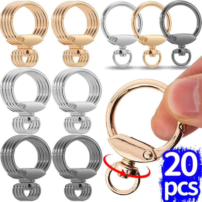 1/20Pcs Swivel Spring O Ring Metal Round Shape Lobster Spring Clasps Openable Keychain Hook Connector Clasp Buckles DIY Jewelry