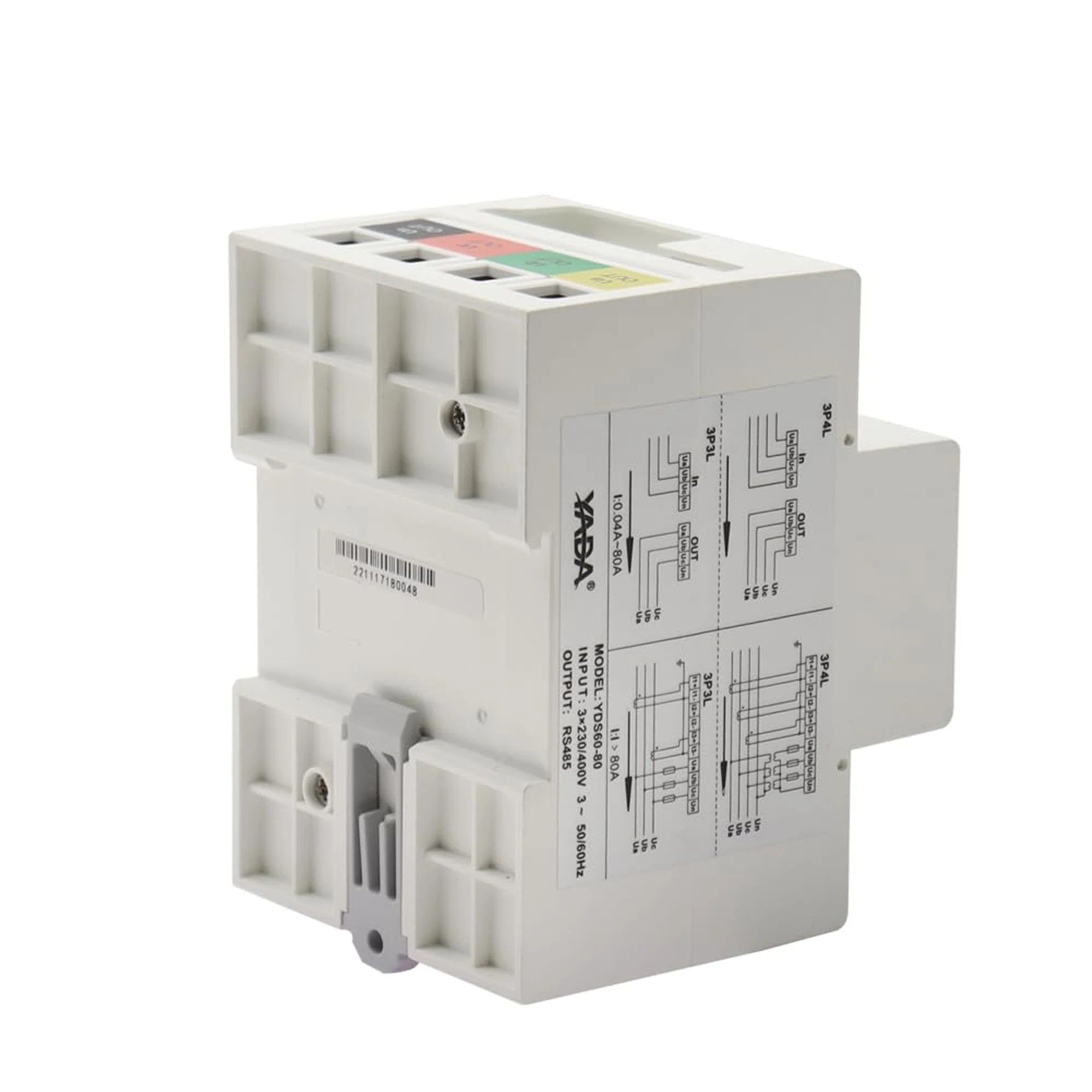 Driefasige slimme stroomsensor 230/400V 0 ~ 80A, nauwkeurigheid van klasse 1, RS485 Modbus-communicatie, DIN-railmontage voor energiemonitoring