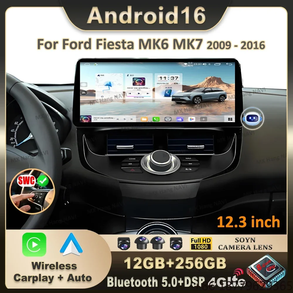 12.3 inch Android Car Radio Multimedia Video Player GPS Android CarPlay Sedan Fitment 2009-2016 LHD RHD