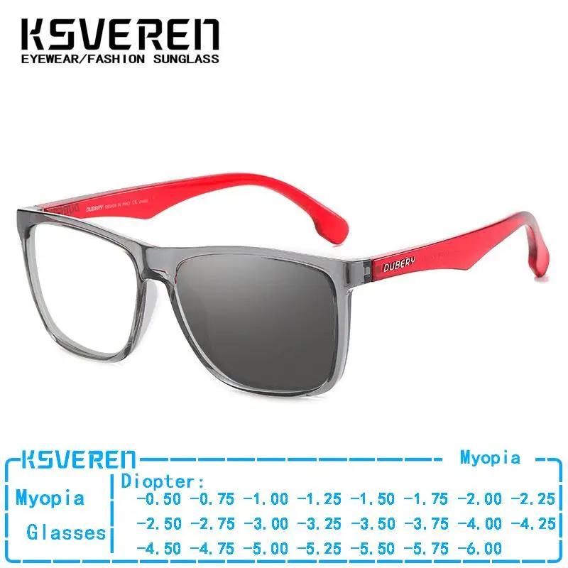 

Stylish Photochromic Myopia Glasses Men Square Prescription Nearsighted Eyewear Outdoor Color Changing Glasses Customize Diopter