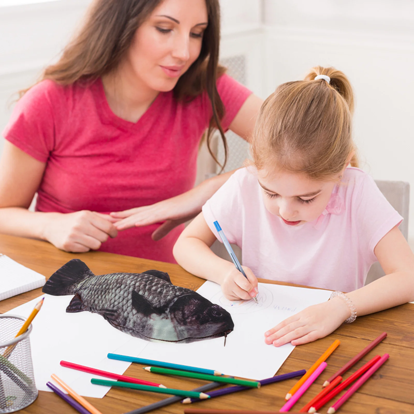 

Fish Pencil Case High Grade Cloth Material Multi Function Storage Bag for Pens Pencils Rulers Erasers Portable Stationery Holder