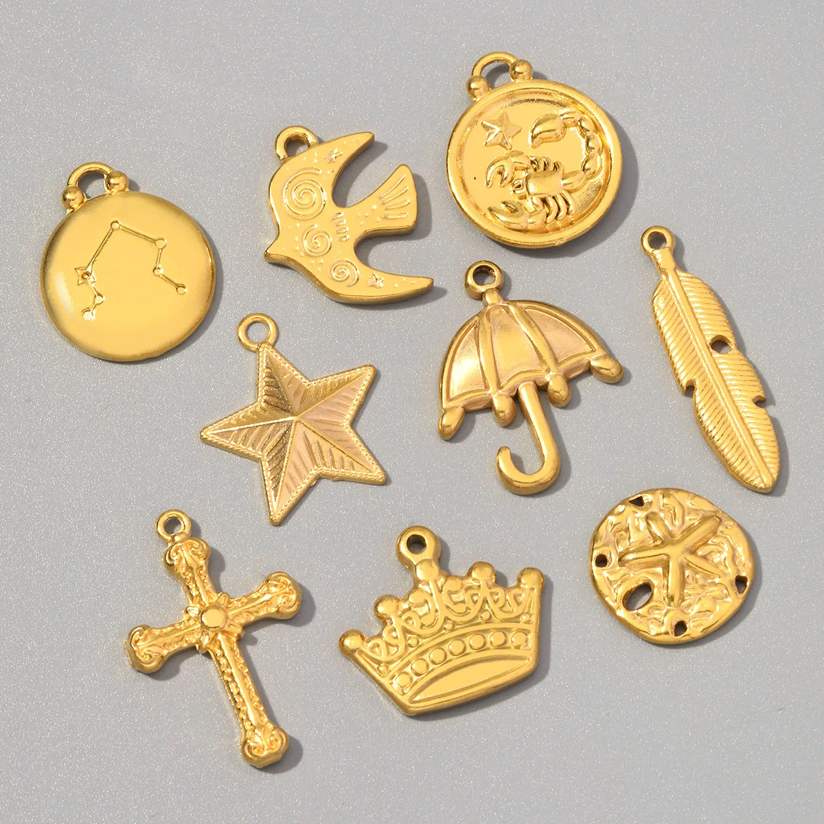 5pcs/Lot Wholesale Stainless Steel Cross Anchor DIY Earring Charms Peace Dove Star Necklace Pendants Women Pistol Jewelry
