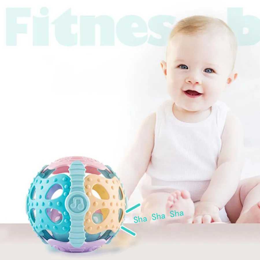 Hochet à main pour enfants/balle en caoutchouc souple éducative/jouet monfortable en caoutchouc souple apaisant pour 1-6 ans