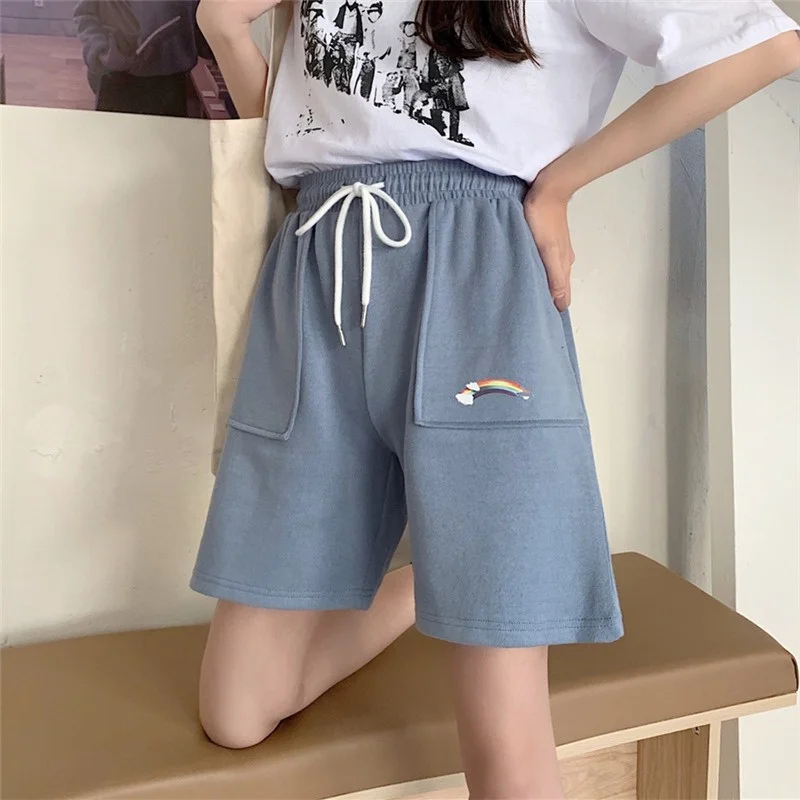 

Sports shorts summer loose running casual high waist windproof home straight five-point pants shorts female High waist shorts