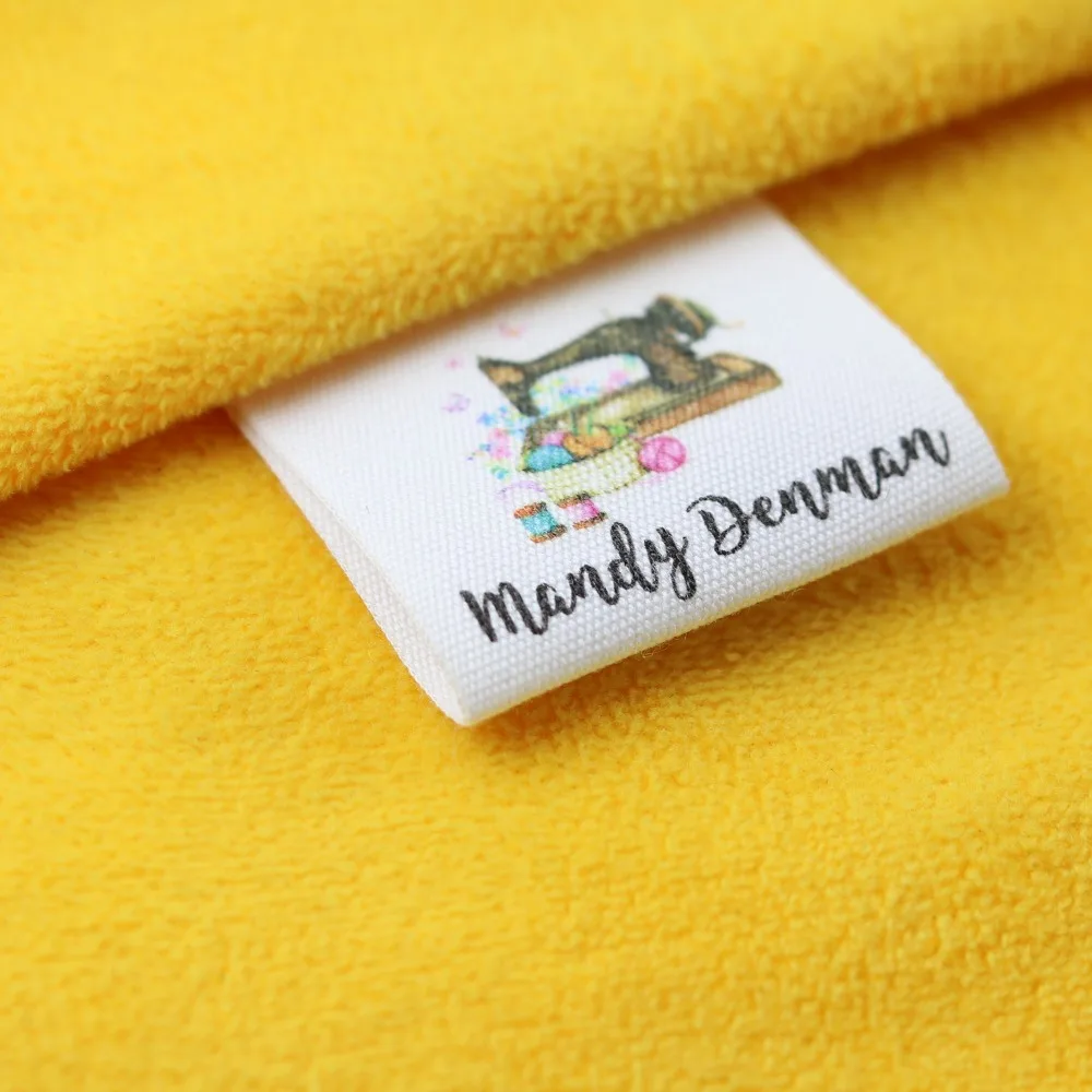 Custom Clothing Labels - Personalized Brand , Organic Cotton Ribbon Labels , Logo or Text,  Sewing Labels (FR380)