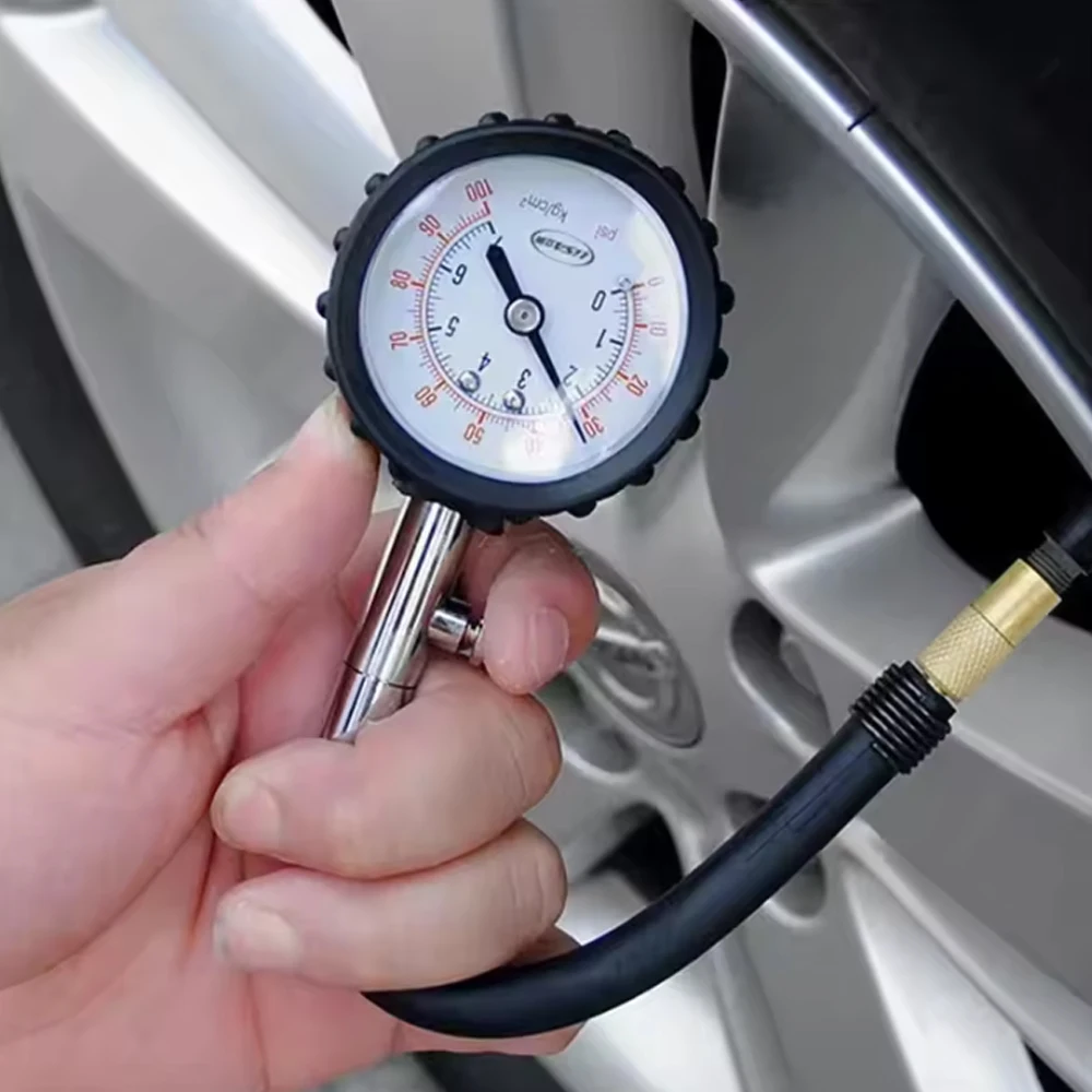 

Высокоточный манометр с длинной трубкой 0-100PSI — прочная резиновая и медная конструкция, для мониторинга шин автомобиля и мотоцикла.