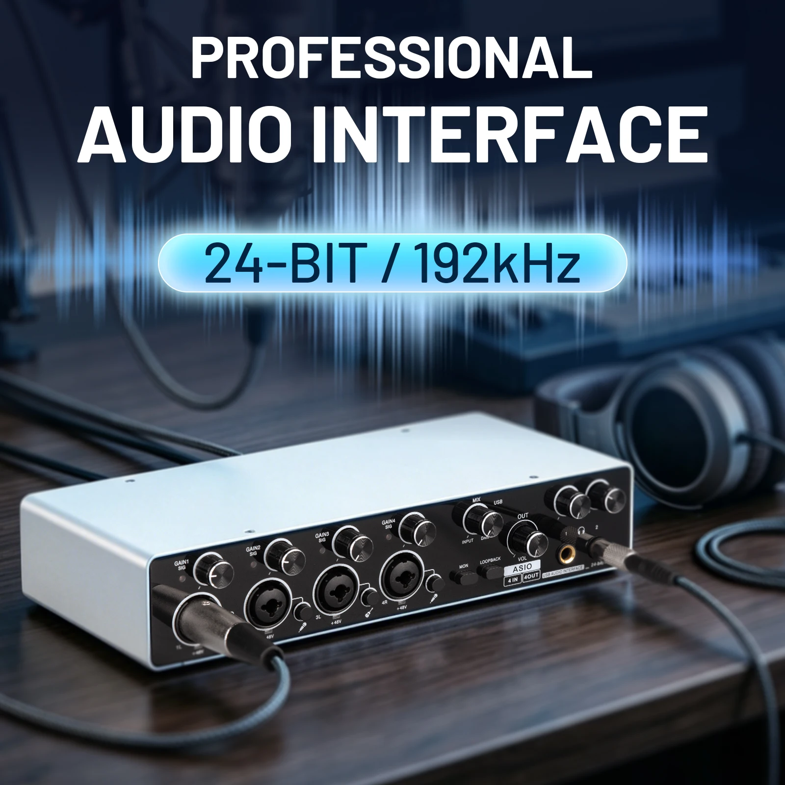 RX4 Professional 4-Channel USB Audio Interface Sound Card with Mic Preamplifier ASIO Live Recording for Professional Use