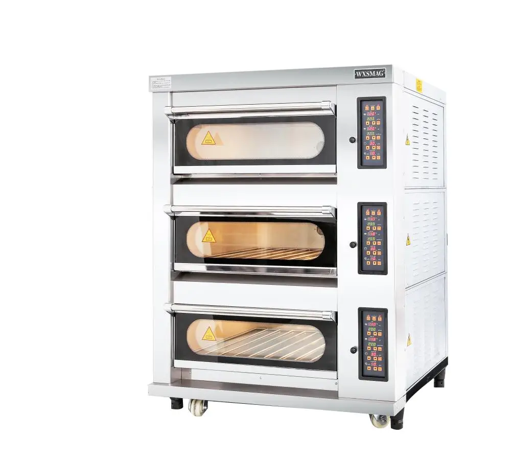 China Factory Supply New 650kg Deck Oven for Kitchen Use 380v Bakery Cake Oven with 3 Trays for Bread Baking Made Corn Wheat