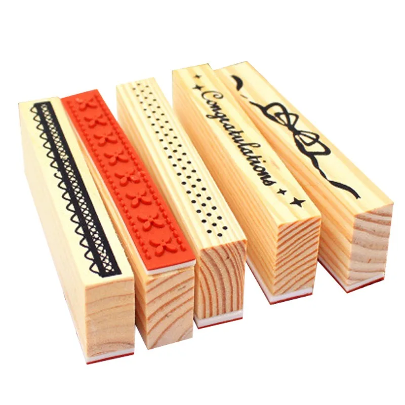 10cm Vintage Wooden Congradulations Flower Lace Dots Rubber Stamps Stampers For DIY Scrapbook Photo Album Decorations Embossing