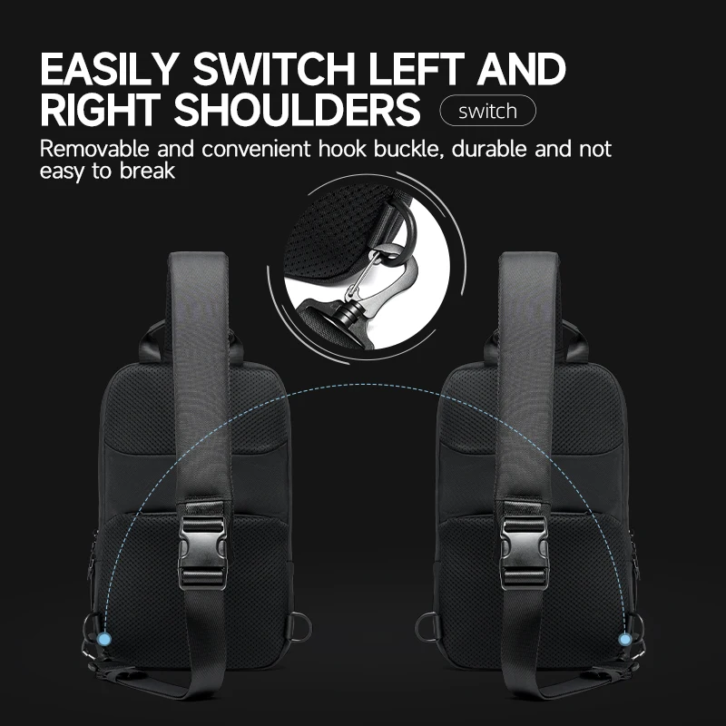 Business Chest Bag Men's One Shoulder Crossbody Bag Outdoor Travel Sling Bag Waterproof Multi Functional Sports Fanny Pack