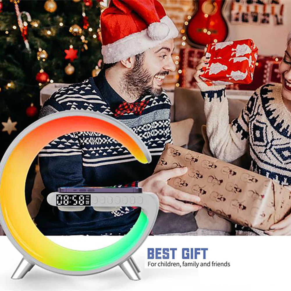 Đèn LED Ứng Dụng Điều Khiển RGB Đèn Ngủ Bầu Không Khí Đèn Đồng Hồ Báo Thức Kỹ Thuật Số Loa Không Dây Sạc Trẻ Em Ngủ Trang Trí Phòng Ngủ