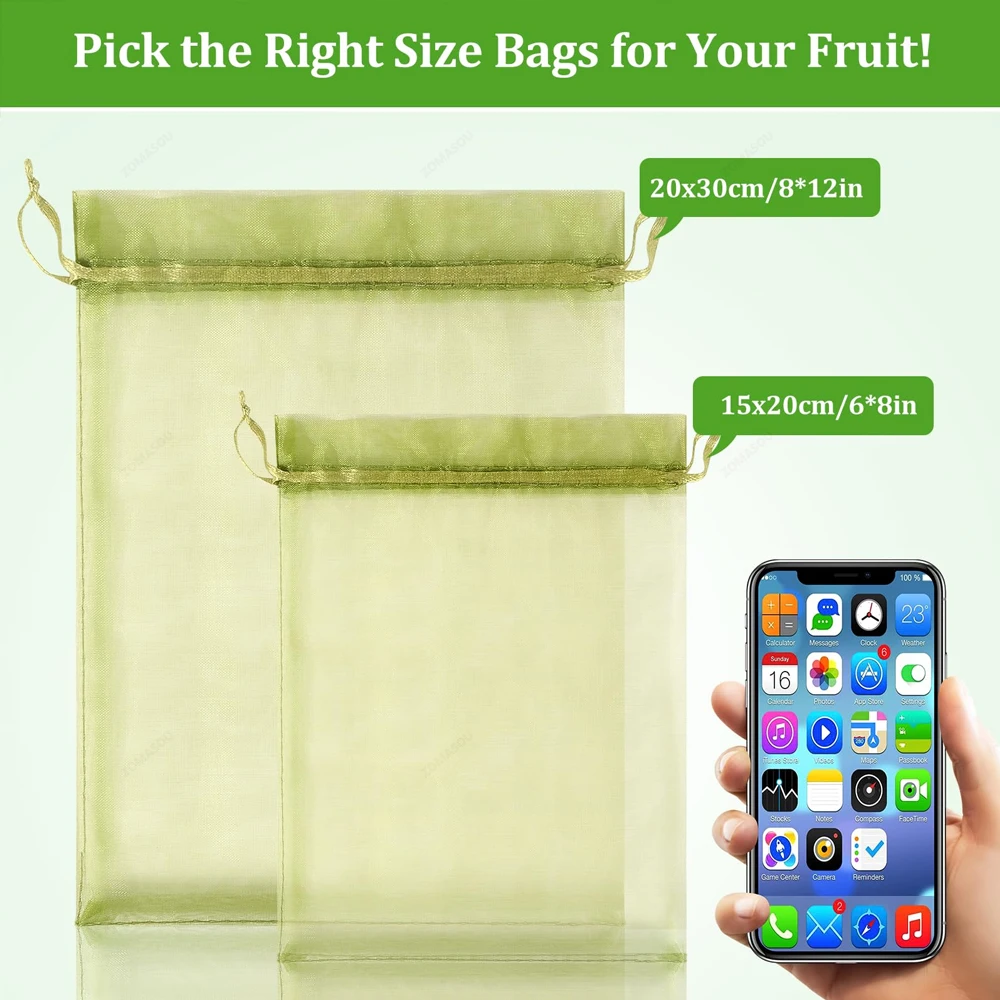10-200PCS Grapes Strawberry Fruit Protection Bags Plant Grow Bags Vegetable Bags Garden Anti-Bird Netting Mesh Bag Garden Tools