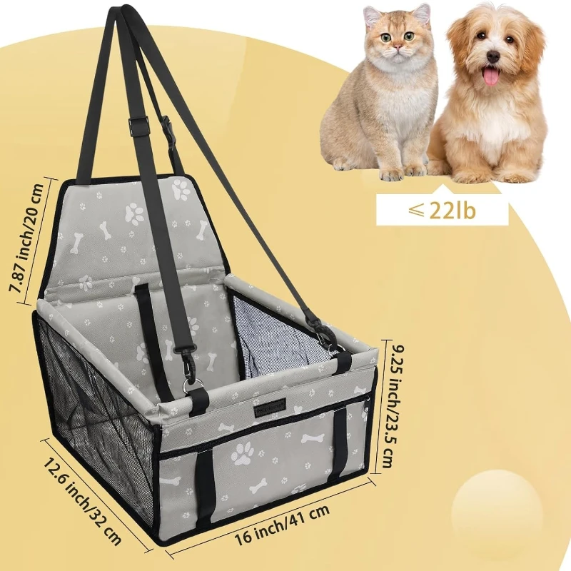 

Foldable Dog Car Seat - Waterproof Oxford Travel Bag for Small/Medium Pets Quick Install & Easy Clean Perfect for Camping