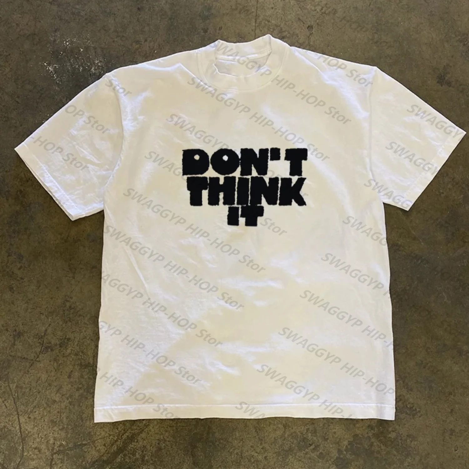 

[XNF Official Store]260 Of Grams Heavy Cotton! DON'T THINK IT Vintage Oversize T-shirt Hip Hop Men's Women's Short-Sleeved Tops