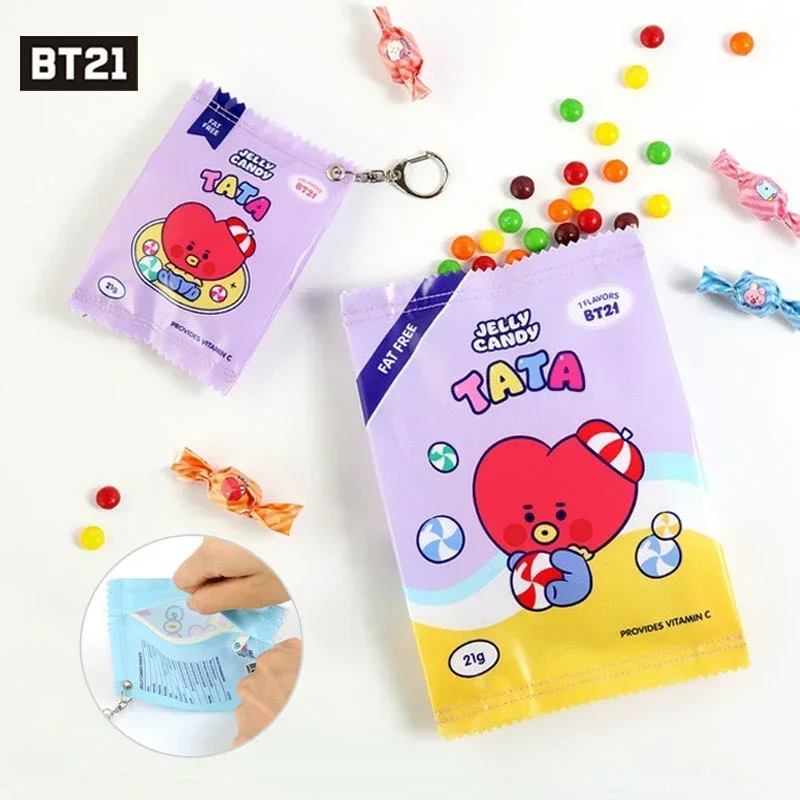 

Новый Kawaii Bt21 маленькая дорожная косметичка с животными, креативная сумка для конфет, портативная косметическая сумка для наушников, сумка для хранения мобильного телефона, подвеска