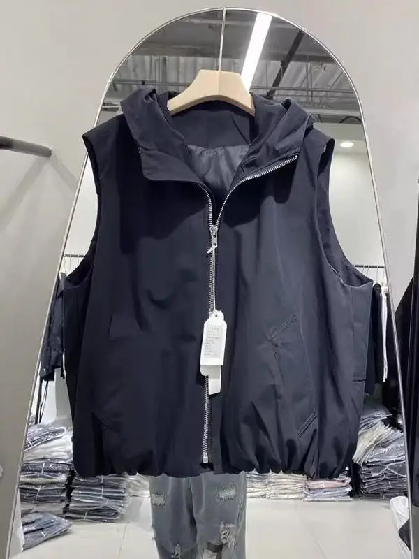 

Lightweight Hooded Vest Jaet Women's Loose Fit Spring Summer Thin Sle Faion Workwear plus Size Slimming Outerwear