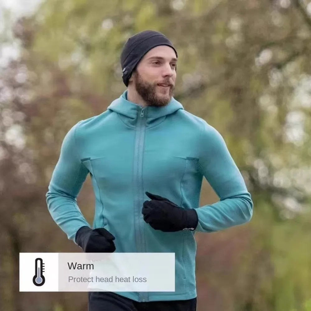 Unisex Autumn Winter Running Hats Knitted Beanie Hat Skullcaps Warm Sweat Absorption Beanie Hat for Women Men Outdoor Sports