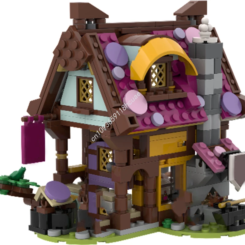 

424 шт. MOC, средневековая кузнечная версия мечты, строительные блоки, рождественская строительная игрушка для развития терпения и концентратора, подарок