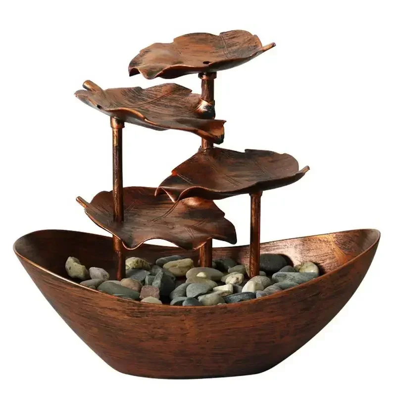 

Tabletop Water Fountain Indoor 4 Tier Lotus Leaf Relaxing Tabletop Fountain With Automatic Pump & Power Switch Perfect For Home