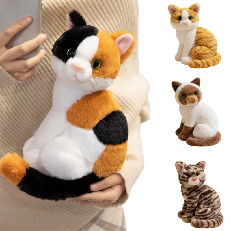 

Cute High Quality Cartoon Cat Plush Doll Colorful Gray Orange Cow Siamese Tabby Animal Stuffed Toy Home Decor Gift For Children