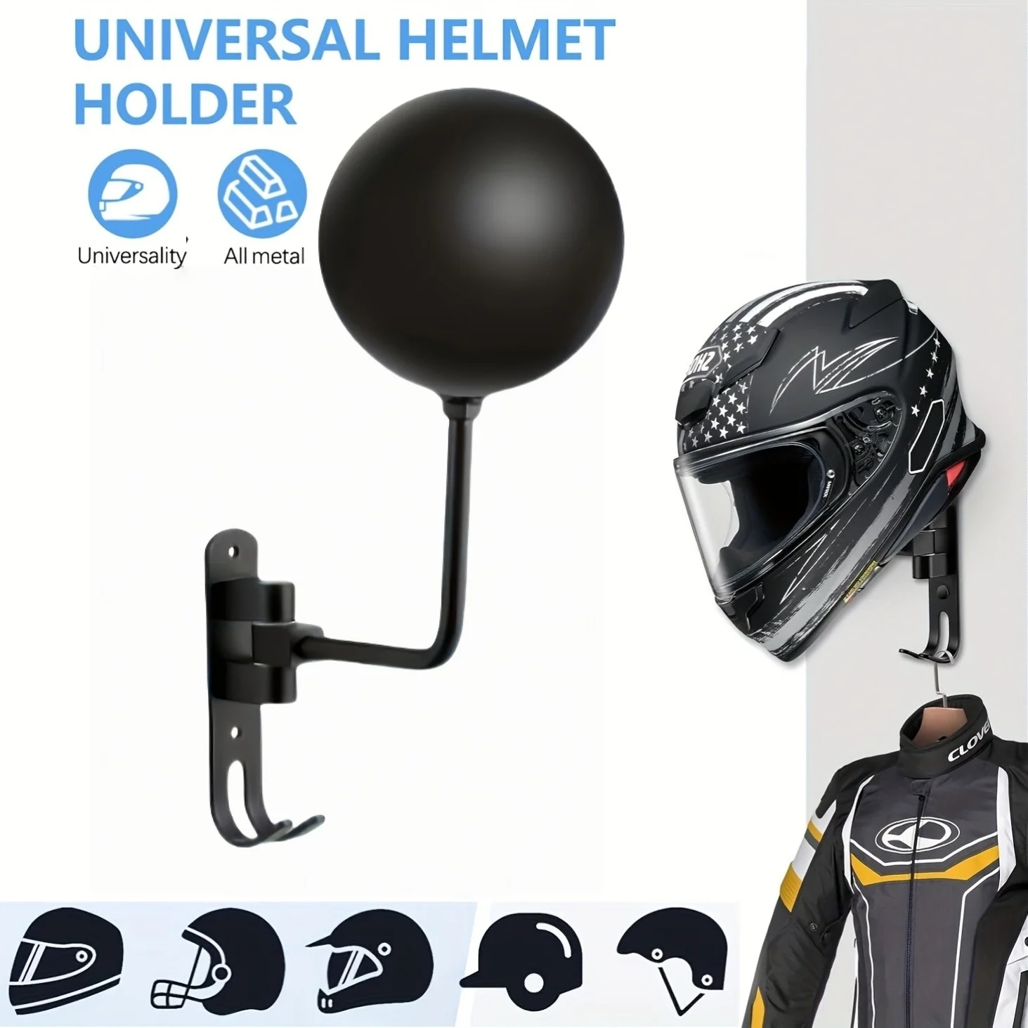 

Wall-mounted Storage Rack Creative Gear Holder for Various Helmets Easy Installation No Drilling Required Stand for Hats