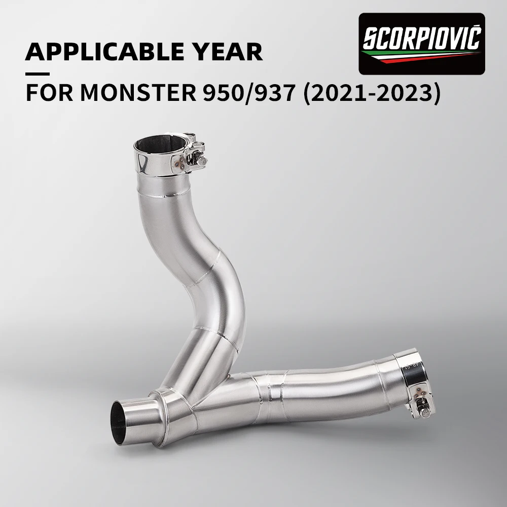 Mid Link Pipe Exhaust Connecting Tube Slip On Exhaust System Fit For Ducati Monster 950 / 937 2021‑2023 Motorcycle Modified Part