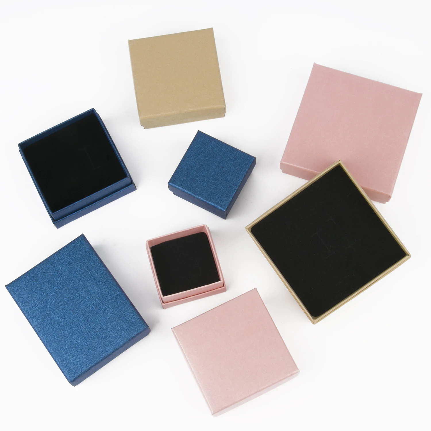 1PC Square Royal Blue Pink Kraft Paper Jewelry Box Gift Cardboard Boxes for Ring Necklace Earring Womens Jewelry Gifts Packaging