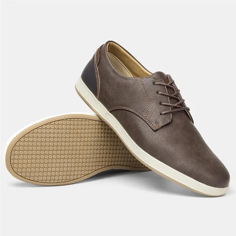 Large Size Comfortable Leather Skate Shoes Single Shoe PU Casual round Toe Flat Heel Rubber Outsole Spring Autumn Season