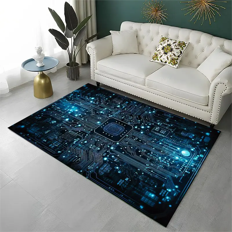 Retro Circuit Board Chip PCB Large Area Rug Non-slip Durable Carpet for Bedroom Living Room Sofa Doormat Home Decor Floor Mat
