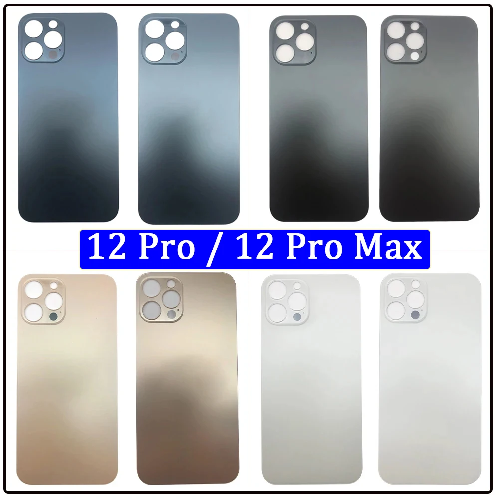 Большое отверстие для iPhone 12 Pro / 12 Pro Max, сменная Крышка батарейного отсека, Задняя стеклянная задняя крышка, задняя крышка корпуса с