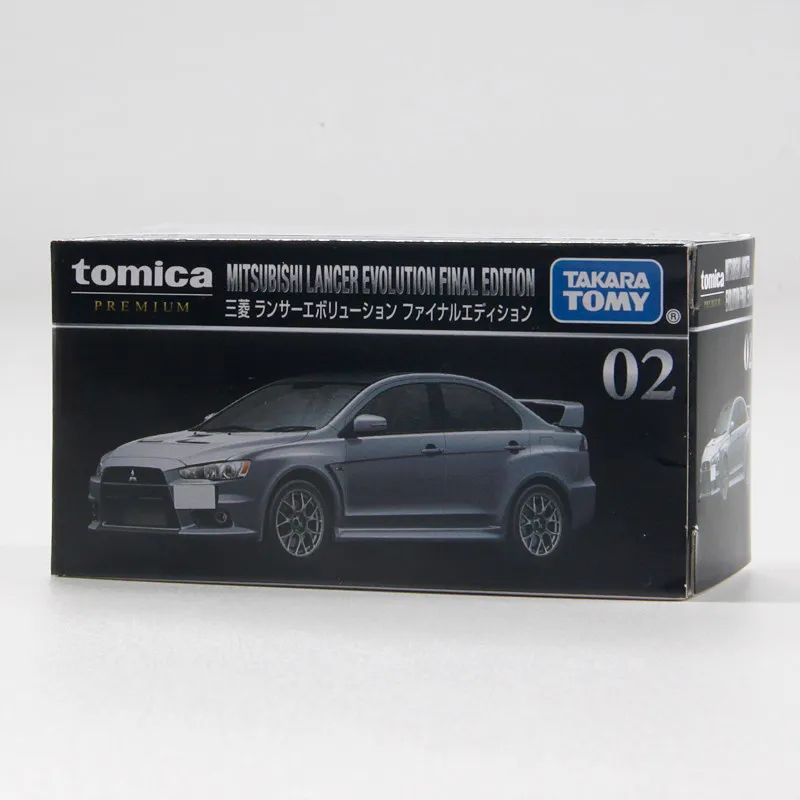 Original TAKARA TOMY Tomica Premium No.02 Mitsubishi Lancer Evolution Final Edition 1/61 Diecast Alloy Model Car with Working Su