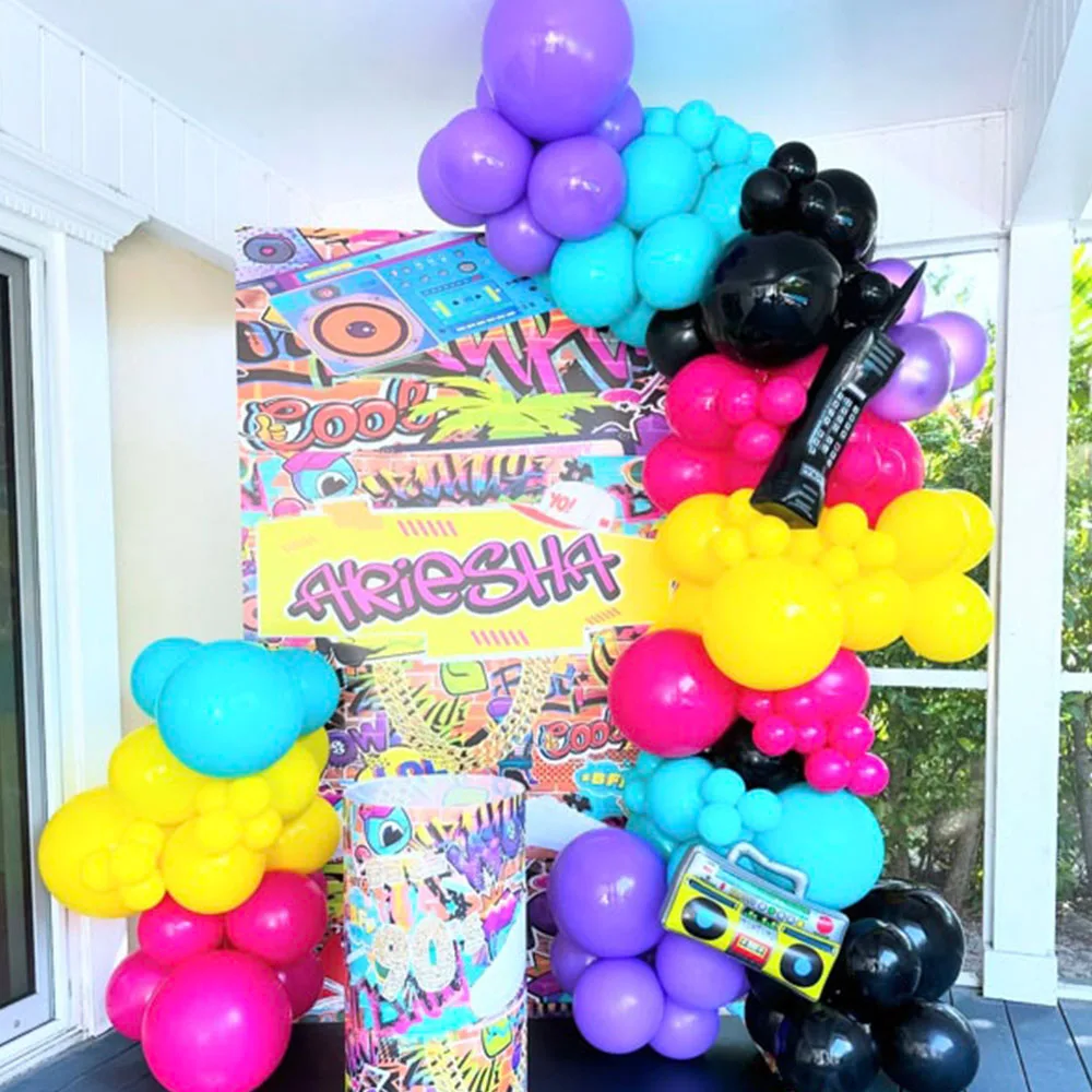 

129Pcs 90S 80S Party Ballon Garland Arch Set Inflatable Radio for 80S 90S Retro Theme Disco Fever Nostalgic Birthday Party Decor