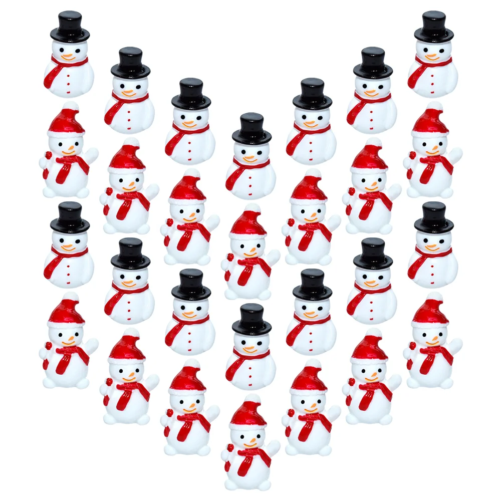 40 Pcs Mini Snowman Statue Micro Landscape Ornaments Play House Toys (black Hat Hat) 40pcs Snowmen Frosty Plush Top