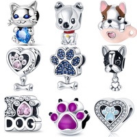 925 Sterling Silver Cat Dog Pet Animal Paw Prints Series Charms Beads Fit Original Bracelets S925 DIY Jewelry Gifts