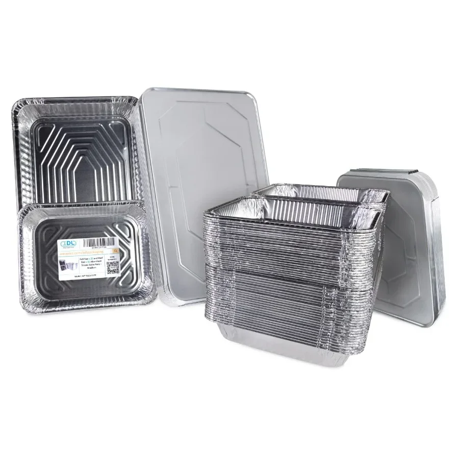 

Кастрюли из алюминиевой фольги с крышками, средний, 75 шт., набор посуды, 25 полноразмерных и 50 парных кастрюль половинного размера + крышки, одноразовые Coo