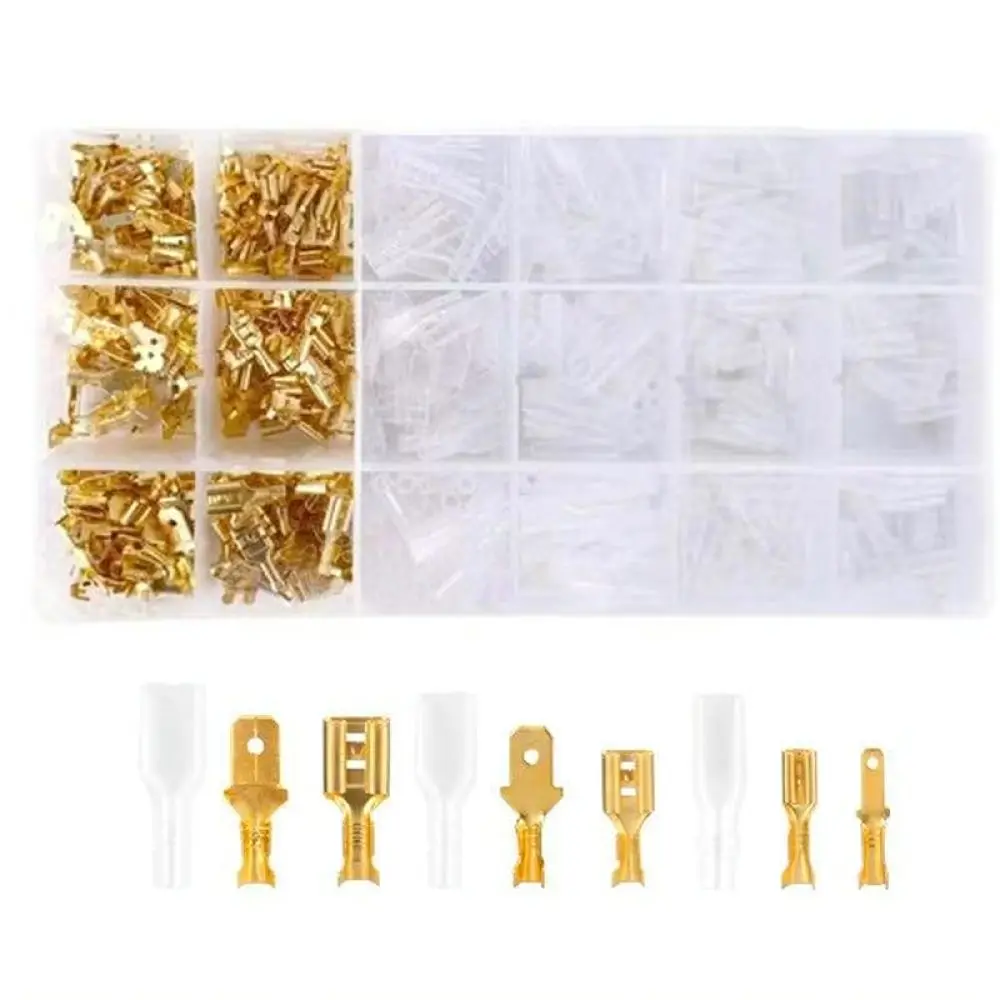 Electrical Wiring Terminal Kit Cold Press Crimp Connectors Insulated Sleeve Set Male Female Spade Plug For Appliance Maintenance
