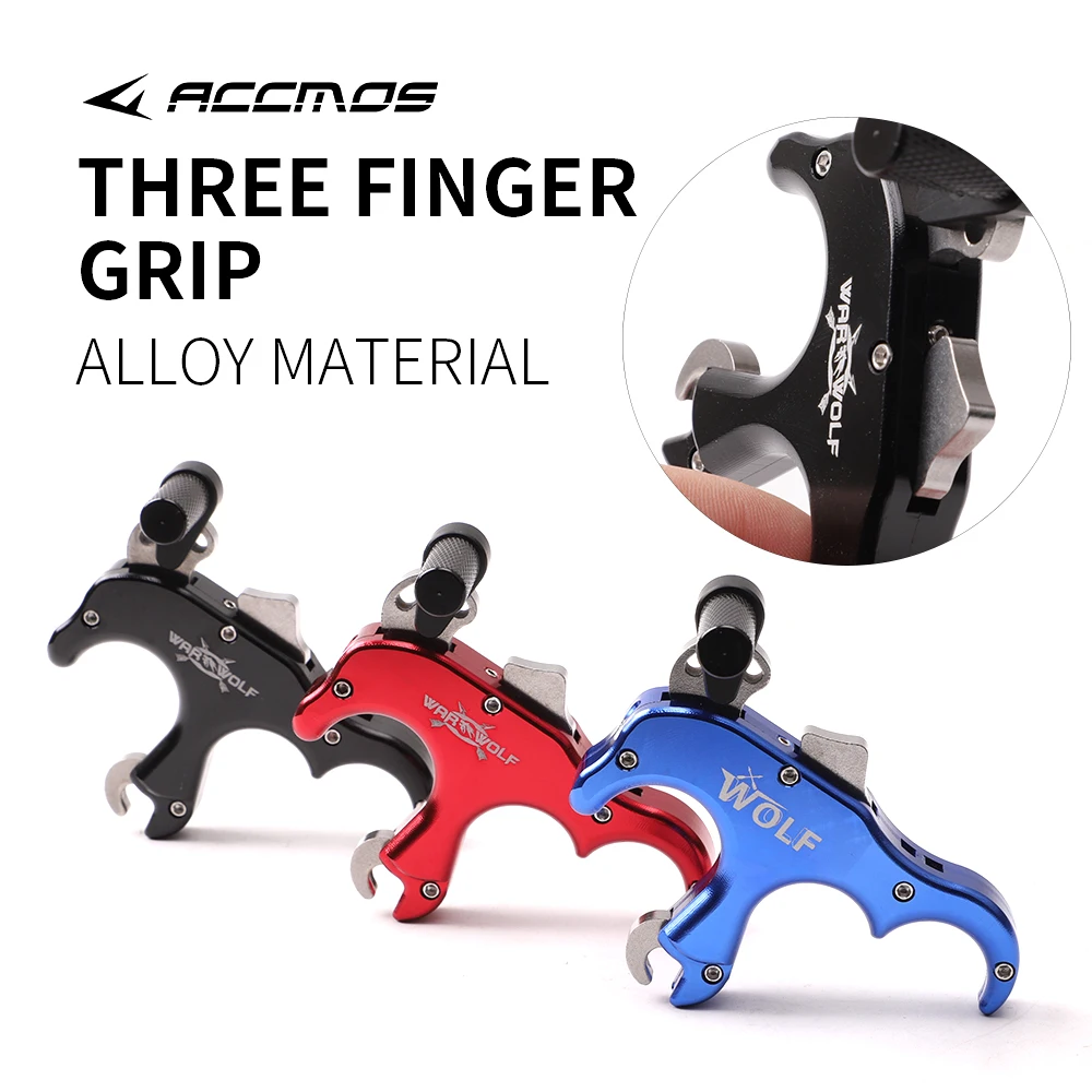 Handheld Aluminum Alloy 3finger Automatic Grip Caliper Release Aid Thumb Trigger Archery Compound Bow Shooting Hunting Acccessor