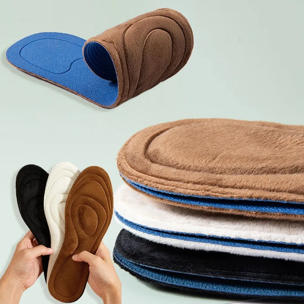 

Зимние теплые мягкие стельки из пены с эффектом памяти, удобные толстые плюшевые теплые стельки, мужские и женские самонагревающиеся стельки