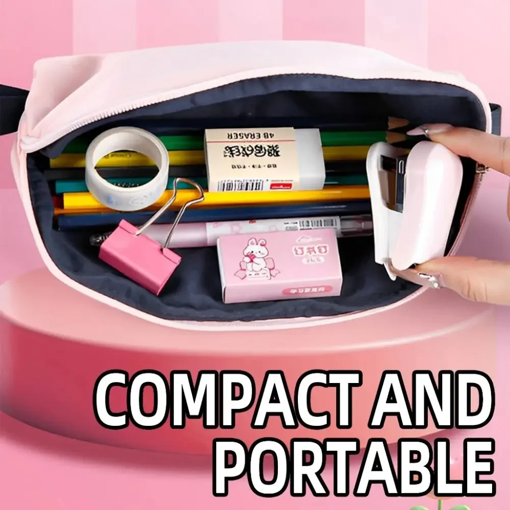 Cartoon Design Mini Stapler Small Size Convenient Student Stapler with Staples Macaron Color Test Paper Stapler Office Use