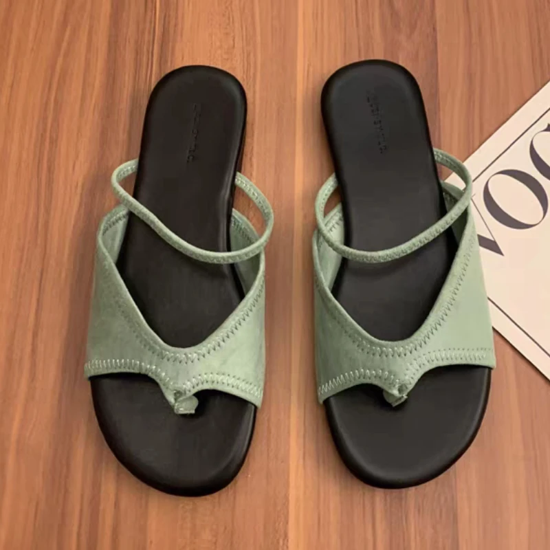 

Модные женские тапочки с застежкой на носок, дизайнерские сандалии на плоской подошве, женская обувь, трендовые летние прогулочные мягкие шлепанцы 2025 года, новые неглубокие шлепанцы