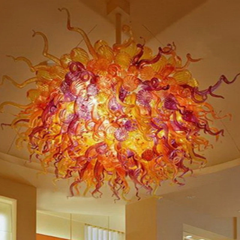 

Amber and Purple Glass Pendant Lamps Hand Blown Glass Chandelier Light Fixtures for Home Hotel Art Decoration