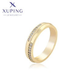 Xuping Jewelry Fashion New Arrival Light Gold Color Circle Shape Ring for Women Girls Wedding Commemoration Day Gift 14R244307