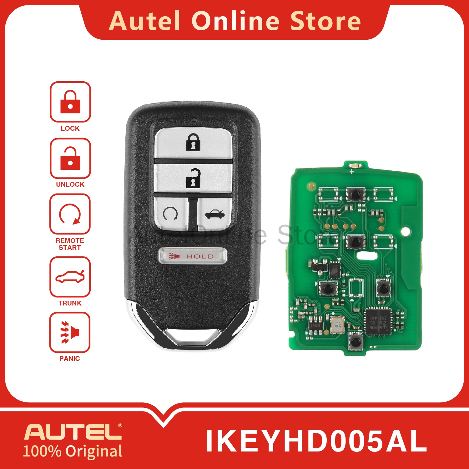 

AUTEL IKEYHD005AL 5-кнопочный универсальный смарт-ключ дистанционного управления для KM100/IM508/IM608 для Honda