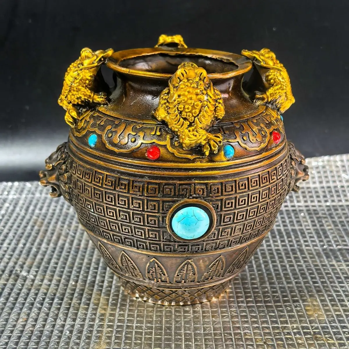 Cornucopia Quartet Golden Toad Living Room Jar Home Furnishing Brass Decorative Crafts Ornament
