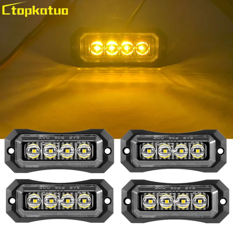

4PCS 4LED Truck Trailer Light Front Rear LED Side Marker Lights Clearance Indicator Lamp 12V 24V Trailer Side Lighting for Car