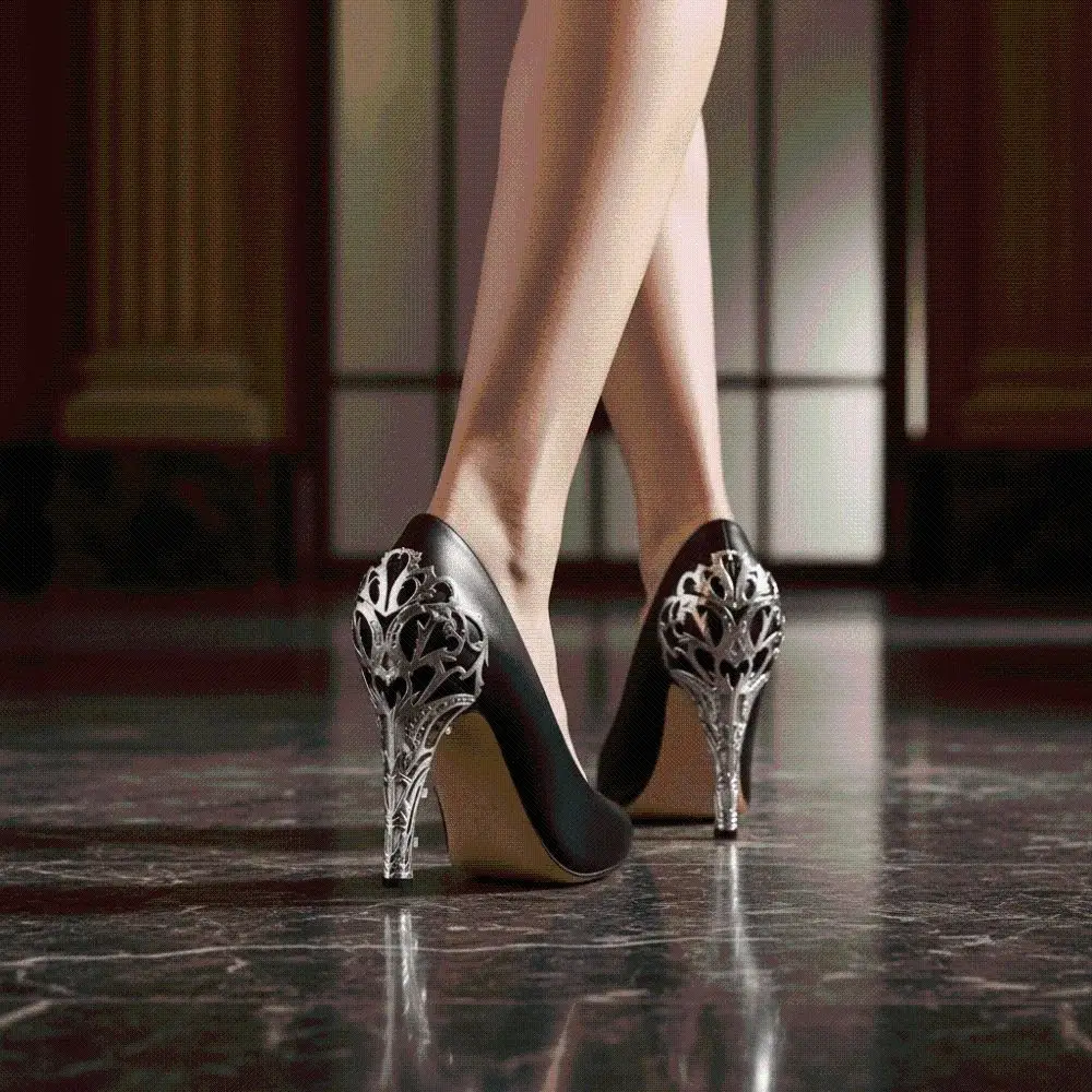 1Pair Alloy Phoenix Heel Ornament Phoenix Shaped Hollow Carved Metal Heel Cover Detachable High Heel Decor Cap