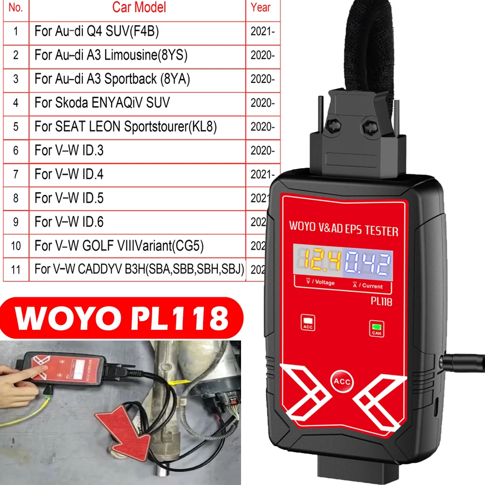 

For V-W FOR AU-DI Power Steering Motor Tester PL118 EPS Detector For V-W ID Golf A3 Q4 Electrical Steering Rack Testing