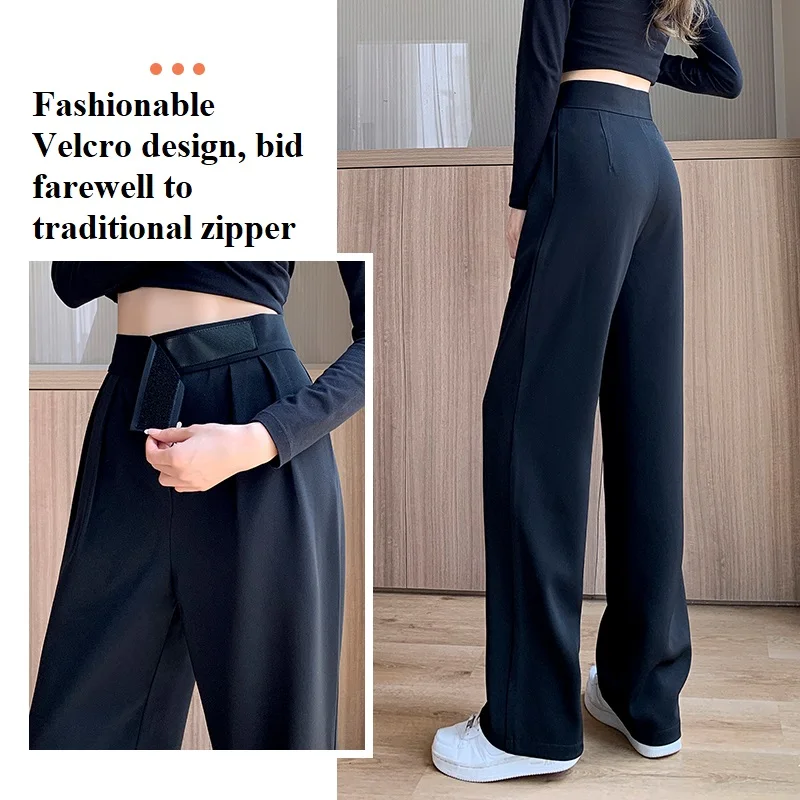 PELEDRESS Women Suit Pants Traf Chic Korean Fashion Office Lady Long Straight Trousers High Waist Pantalones de Mujer Jumpsuits