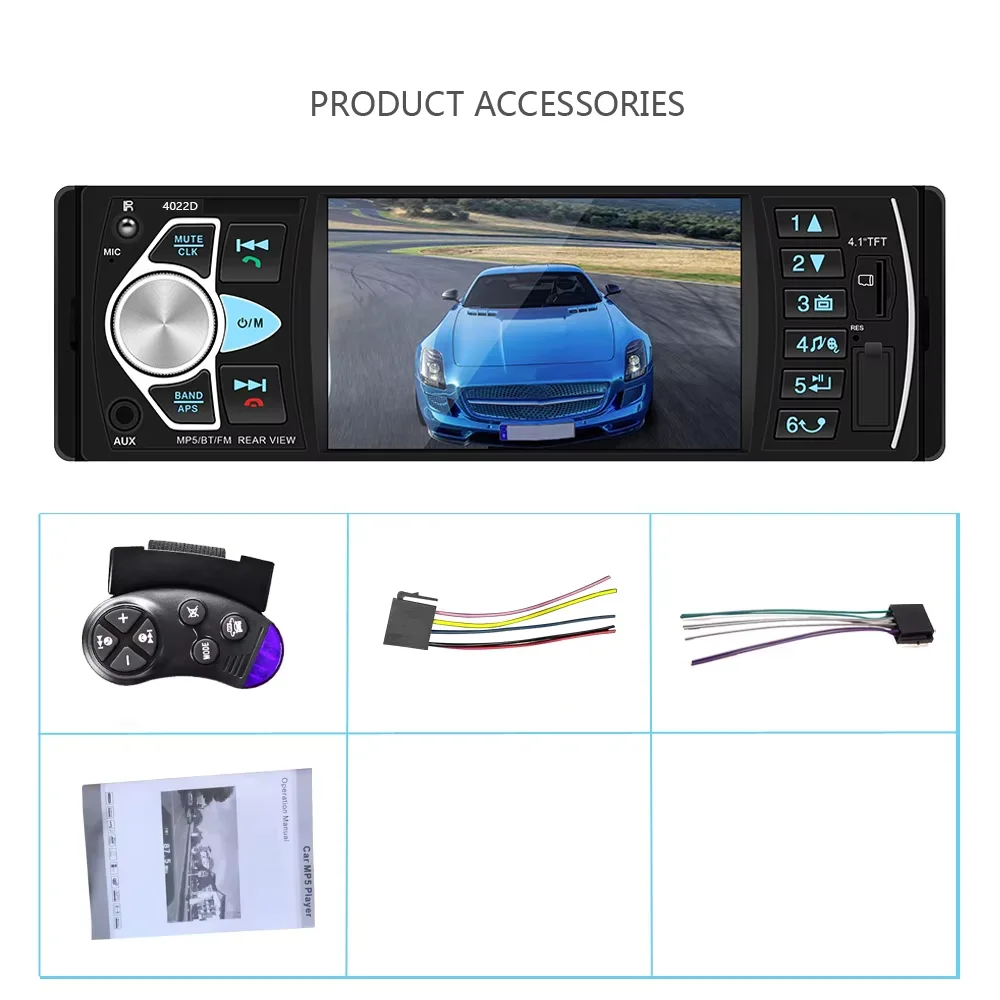 Podofo Car radios 1Din 4 Auto Audio Stereo 4022d MP3 player USB AUX Car Multimedia Player FM Autoradio Support Rearview Camera