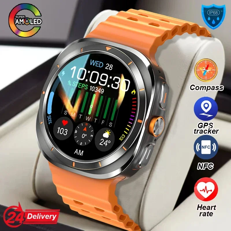 

Watch Ultra GPS Tracker Smart Watch Men 1.43" AMOLED Always Display Body Temperature Clock BT Talk SmartWatch